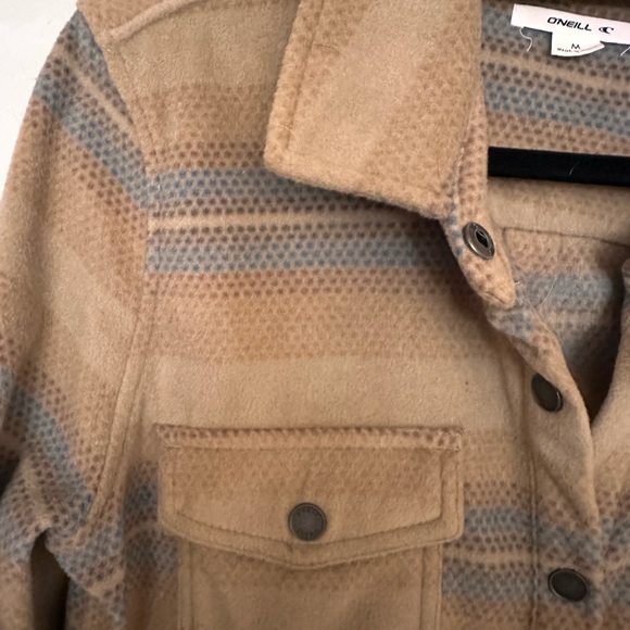 O'Neill Tan and Blue Fleece Shacket - Picture 3 of 6